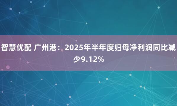 智慧优配 广州港：2025年半年度归母净利润同比减少9.12%